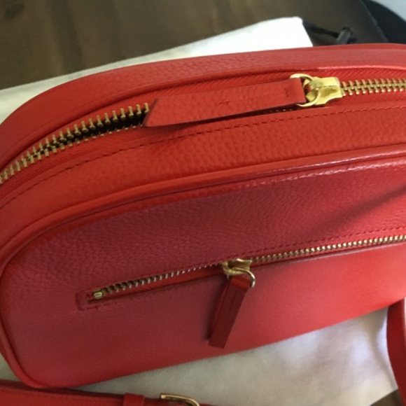 Nordstrom Red Pebble Leather Crossbody Small Dianne Goldtone Hardware - Picture 12 of 16